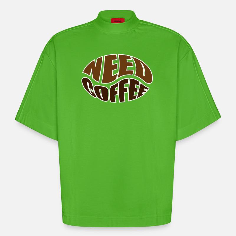 Kaffeebohne coffee bean need coffee - Heavyweight Oversized Organic Boxy T-Shirt Made in EU - Apple Neon