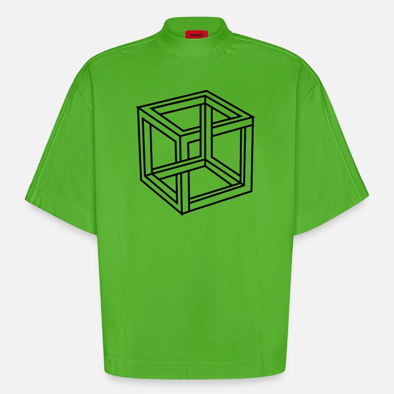 Esher unmöglicher Block oder Quadrat - Heavyweight Oversized Organic Boxy T-Shirt Made in EU - Apple Neon