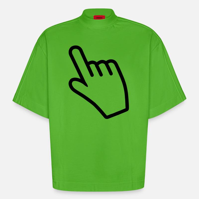 Main pointant quelque chose avec l’index - T-shirt bio épais oversize Boxy fabriqué en UE - Apple Neon