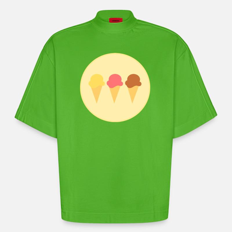 Eis Eiscreme Erdbeereis Vanilleeis Schokoeis - Heavyweight Oversized Organic Boxy T-Shirt Made in EU - Apple Neon