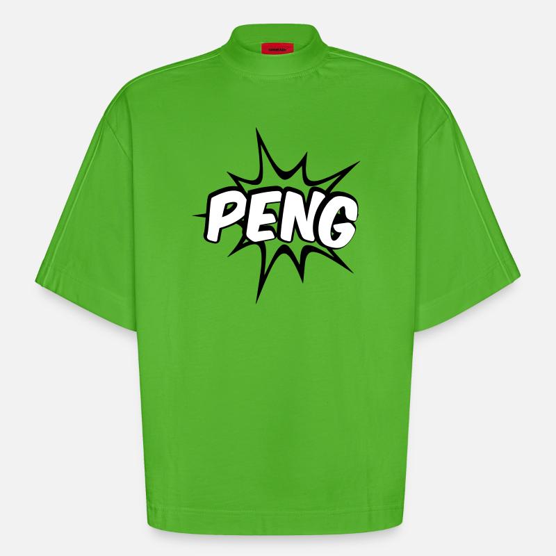 Peng Comic Design - T-shirt bio épais oversize Boxy fabriqué en UE - Apple Neon