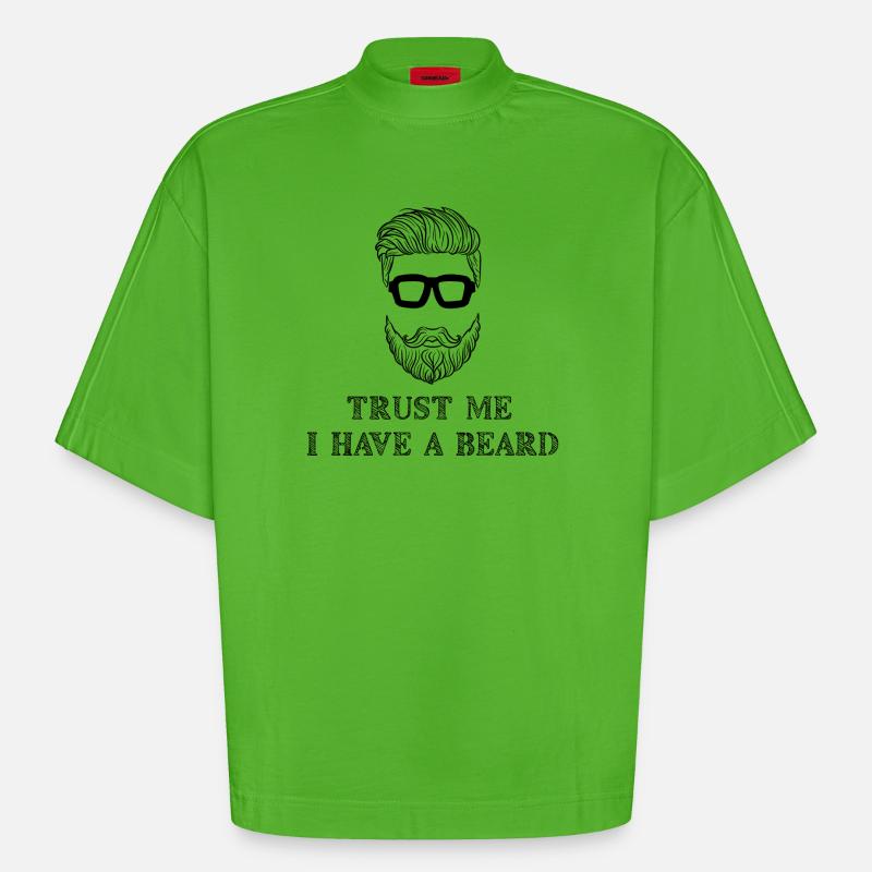 Bartträger Bart Statement Schnurrbart Humorvoll - Heavyweight Oversized Organic Boxy T-Shirt Made in EU - Apple Neon