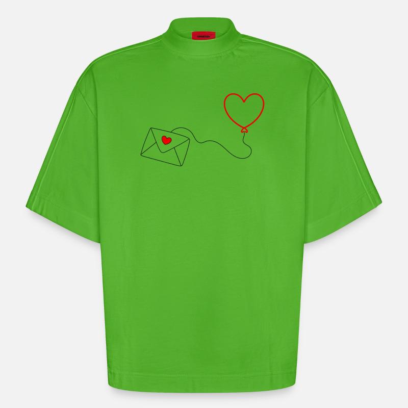 Saint-Valentin, Saint-Valentin, Saint-Valentin - T-shirt bio épais oversize Boxy fabriqué en UE - Apple Neon