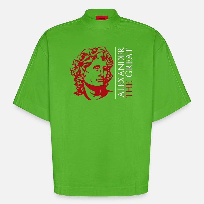 Alexander der Große Rote Büste - Heavyweight Oversized Organic Boxy T-Shirt Made in EU - Apple Neon