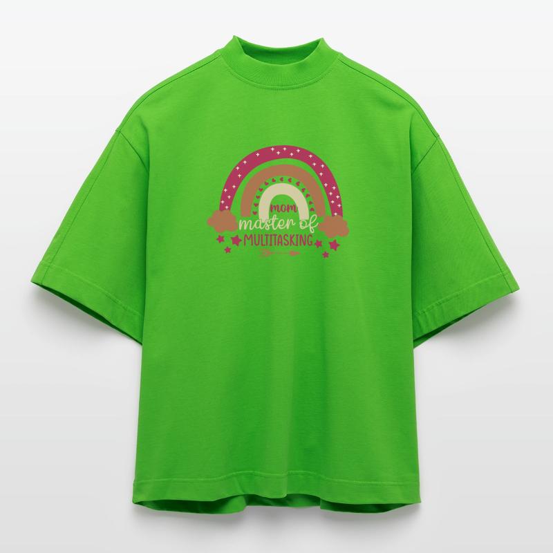 Maman Reine du Multitâche Arc-en-ciel T-shirt bio épais oversize Boxy fabriqué en UE
