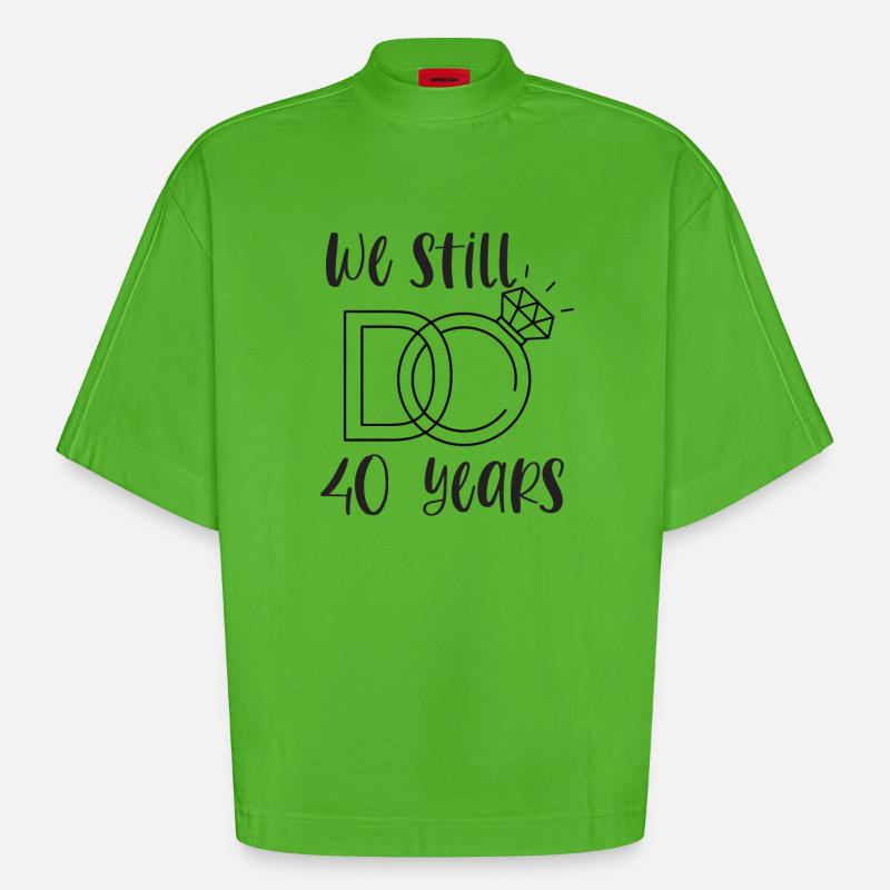 40th Wedding Anniversary Ruby Wedding Wedding Gift - Heavyweight Oversized Organic Boxy T-Shirt Made in EU - Apple Neon