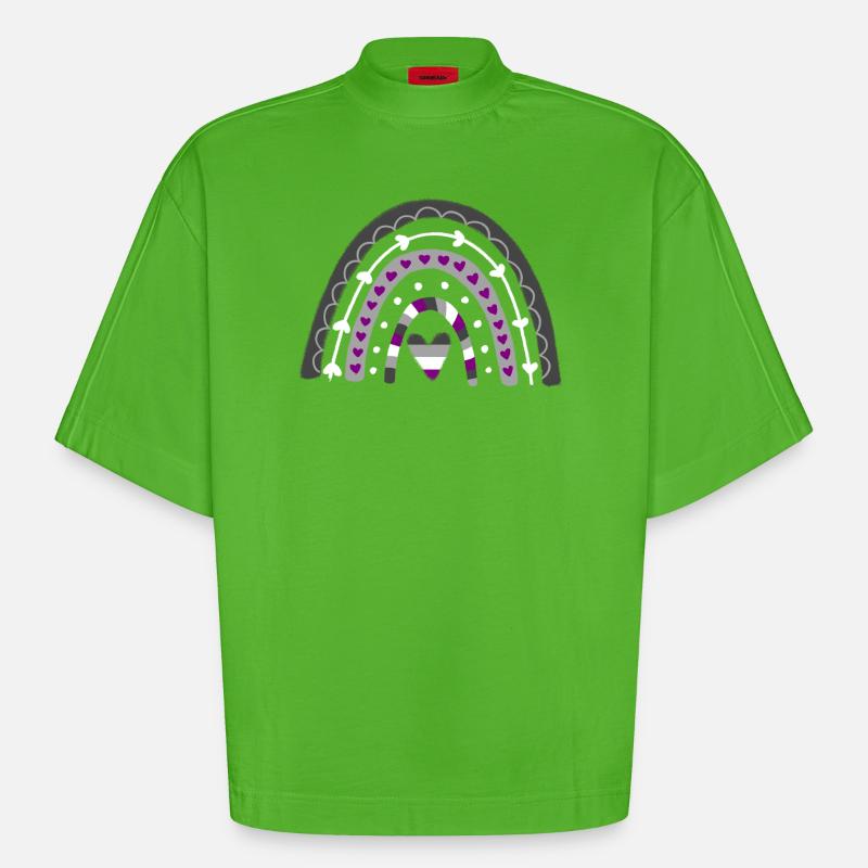 Asexual Pride Boho Regenbogen - Heavyweight Oversized Organic Boxy T-Shirt Made in EU - Apple Neon