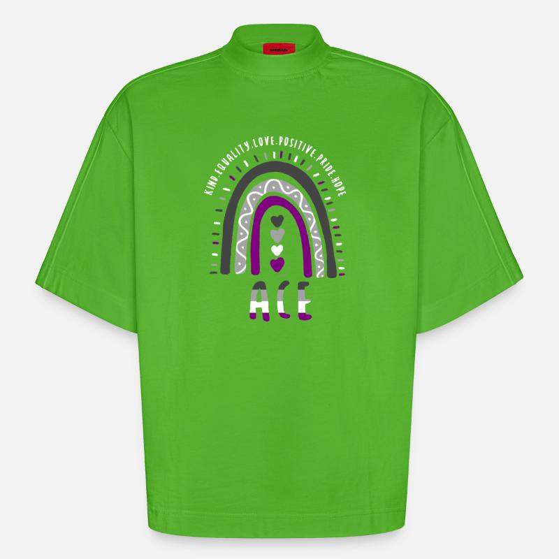 Ace Pride Boho Arc-en-ciel - T-shirt bio épais oversize Boxy fabriqué en UE - Apple Neon