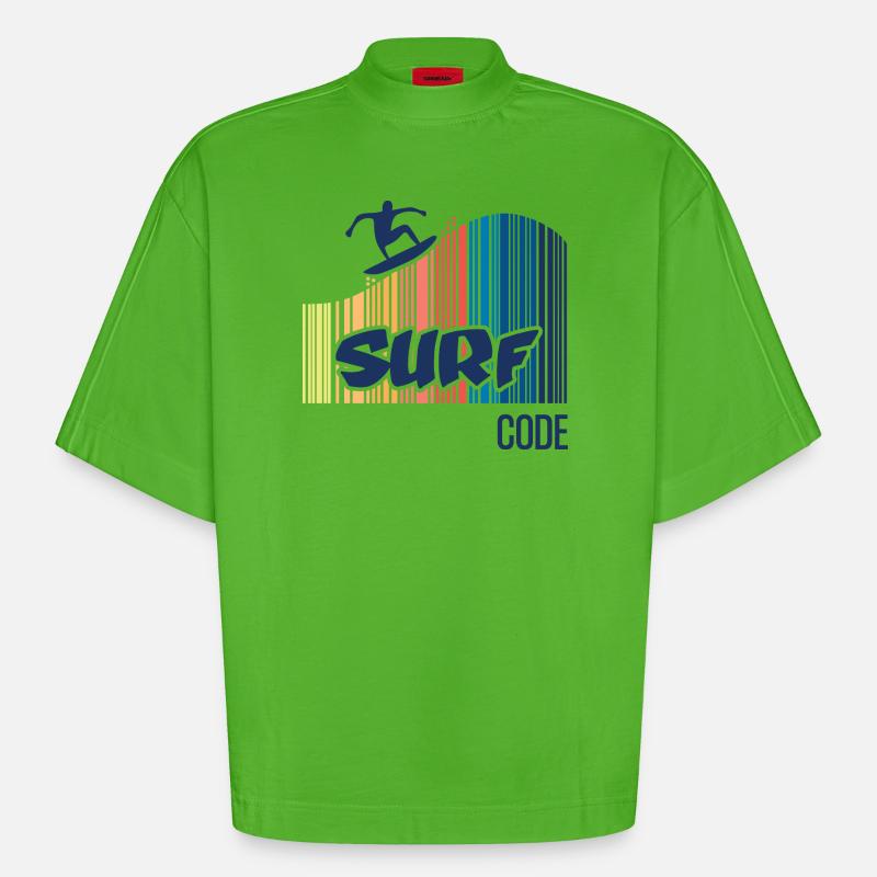 Surf Code - T-shirt bio épais oversize Boxy fabriqué en UE - Apple Neon