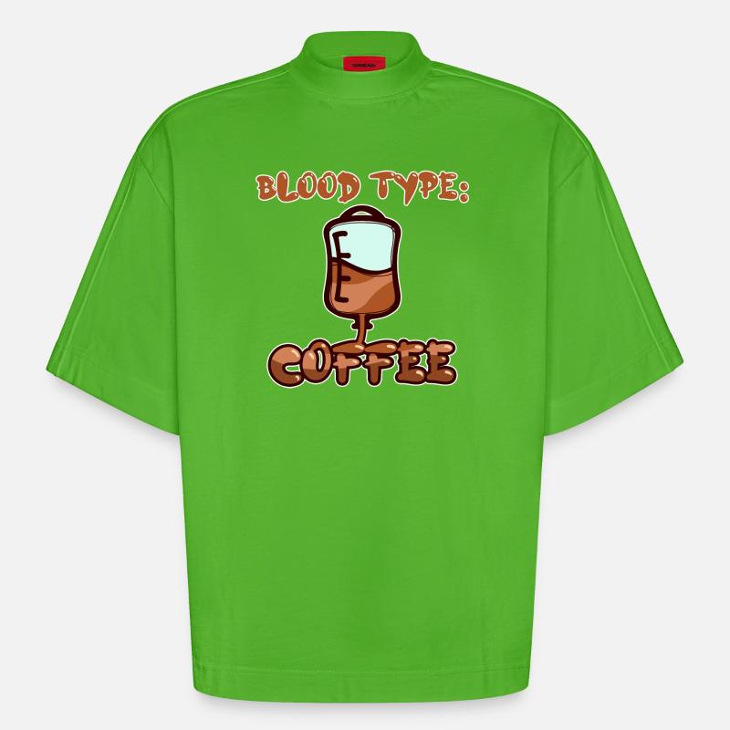 Koffein Humorvoll Kaffee Statement Kaffeetrinker - Heavyweight Oversized Organic Boxy T-Shirt Made in EU - Apple Neon