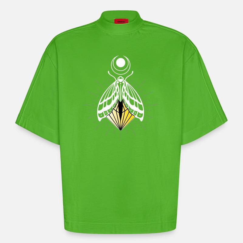 Firefly Moth Moth Moth - T-shirt bio épais oversize Boxy fabriqué en UE - Apple Neon
