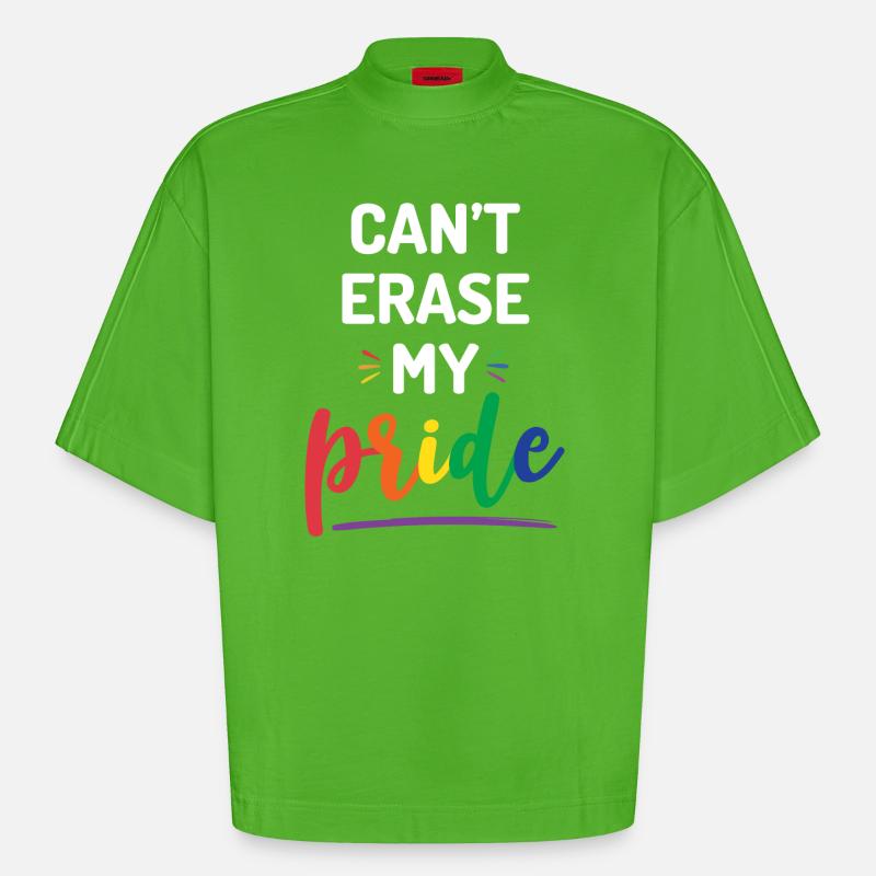 Impossible d’effacer ma fierté - T-shirt bio épais oversize Boxy fabriqué en UE - Apple Neon