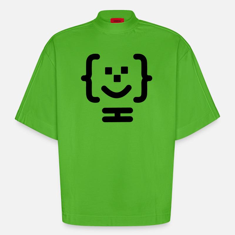 Logo du code du programmeur principal - T-shirt bio épais oversize Boxy fabriqué en UE - Apple Neon