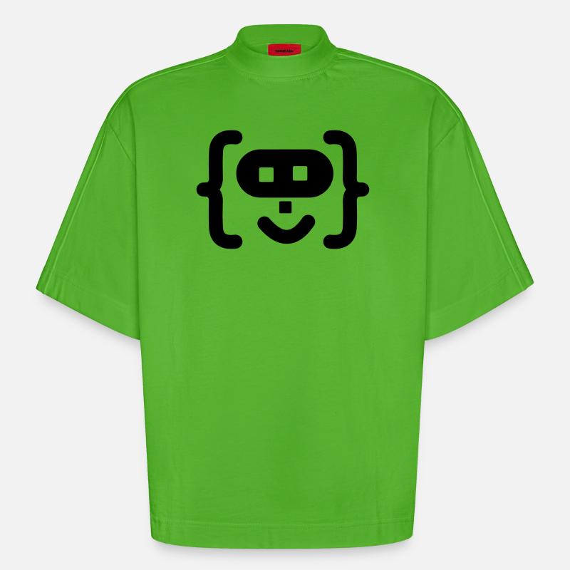 Logo du code du programmeur hacker - T-shirt bio épais oversize Boxy fabriqué en UE - Apple Neon