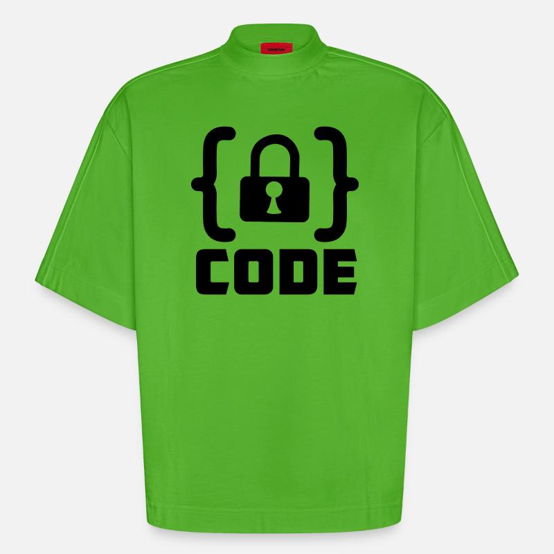 Code mit Sperrprogrammierer - Heavyweight Oversized Organic Boxy T-Shirt Made in EU - Apple Neon