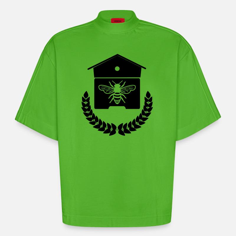 Bienenhaus oder Bienennest - Heavyweight Oversized Organic Boxy T-Shirt Made in EU - Apple Neon