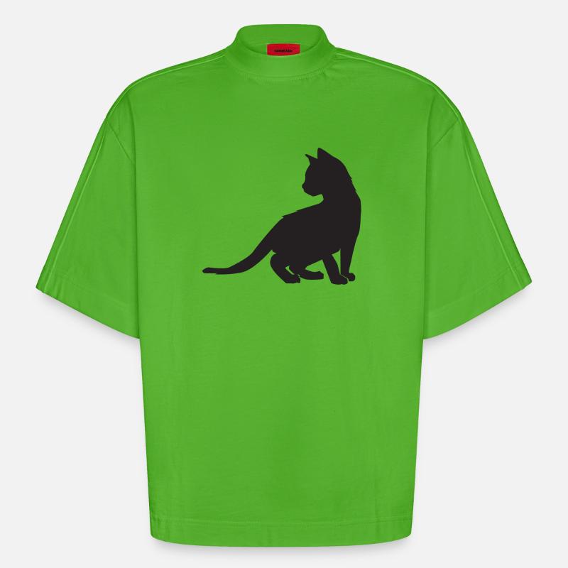 Conception de chaton - T-shirt bio épais oversize Boxy fabriqué en UE - Apple Neon