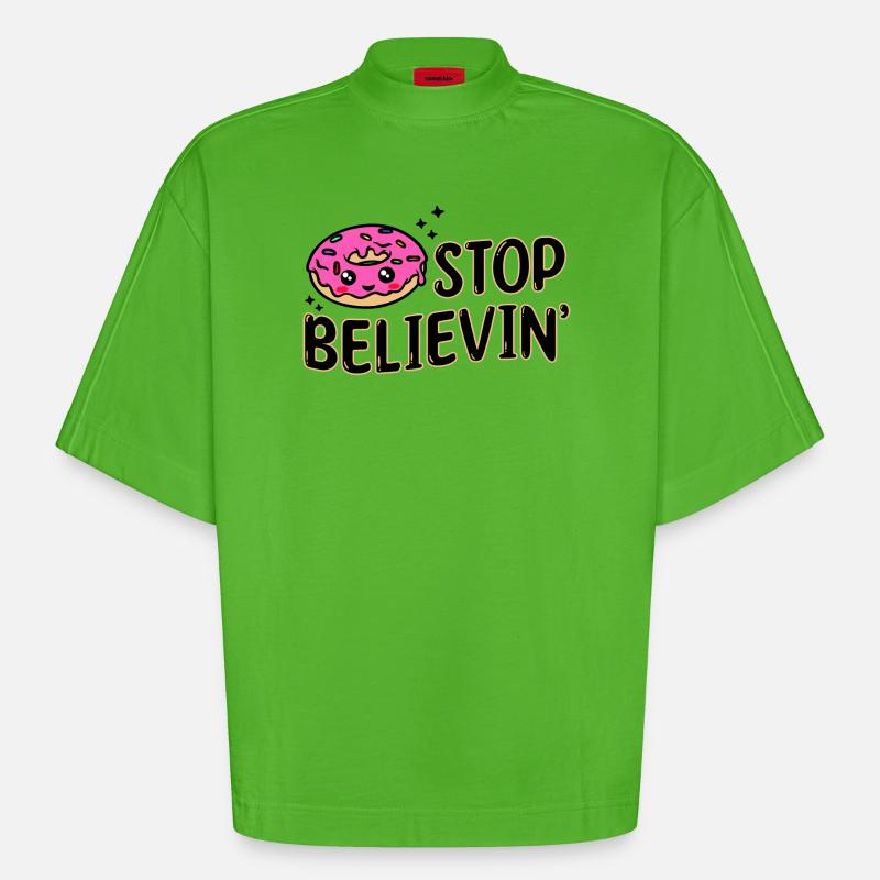 Sweets Snacking Statement Delicious Donut - Heavyweight Oversized Organic Boxy T-Shirt Made in EU - Apple Neon
