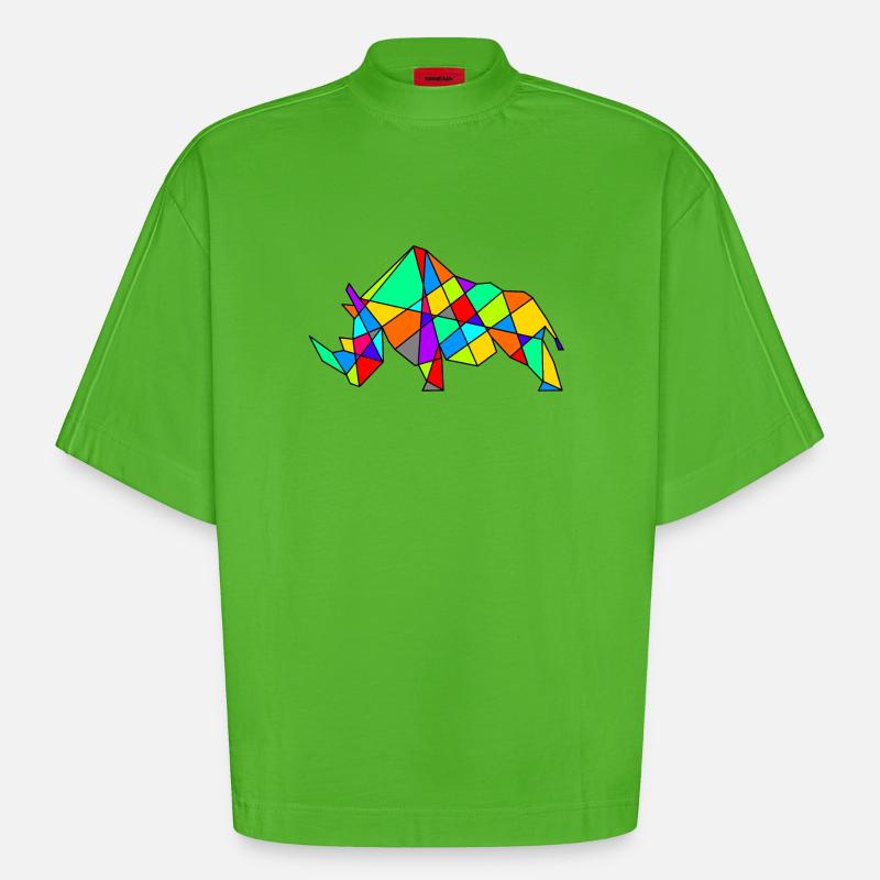 Geometrisches Kamel Puzzle Neonfarben - Heavyweight Oversized Organic Boxy T-Shirt Made in EU - Apple Neon