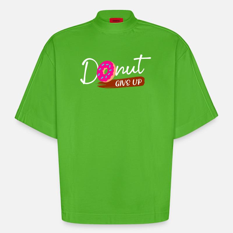 Sweets Statement Donut Snacking Baking - Heavyweight Oversized Organic Boxy T-Shirt Made in EU - Apple Neon