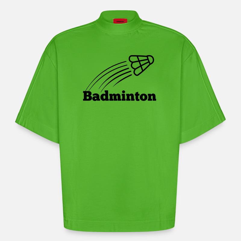 Badmintontext mit hochfliegendem Shuttle - Heavyweight Oversized Organic Boxy T-Shirt Made in EU - Apple Neon