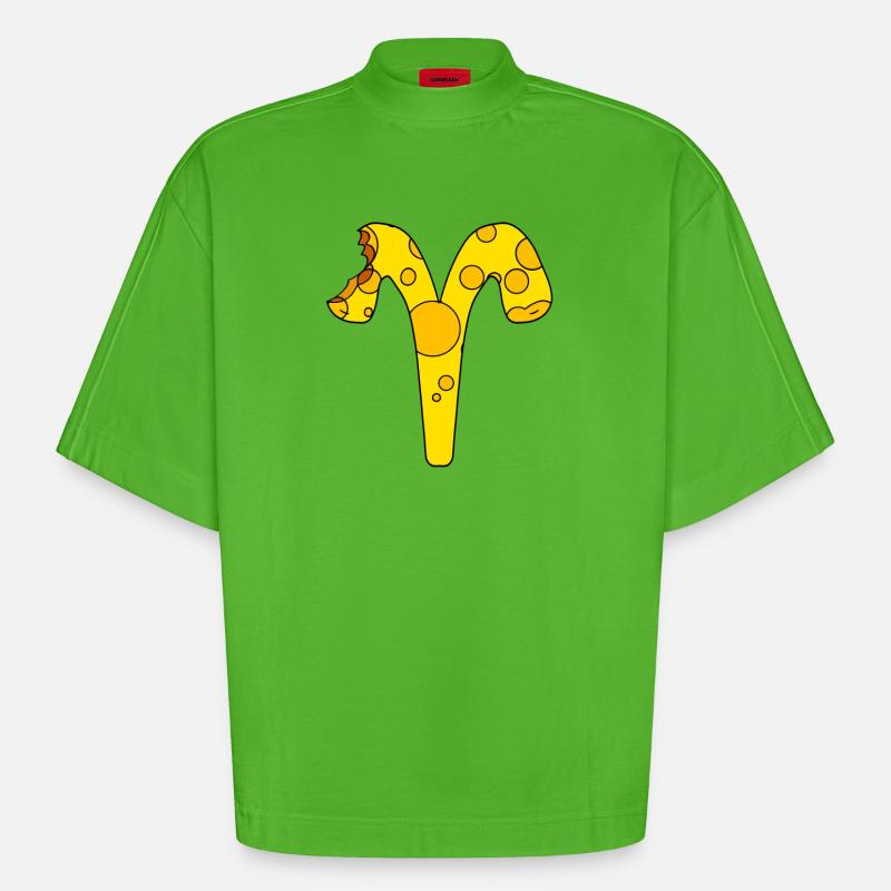 Sternzeichen Widder - Heavyweight Oversized Organic Boxy T-Shirt Made in EU - Apple Neon
