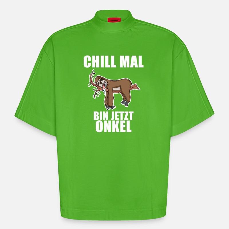 Neffe Onkel Geschenk - Werdender Onkel - Heavyweight Oversized Organic Boxy T-Shirt Made in EU - Apple Neon