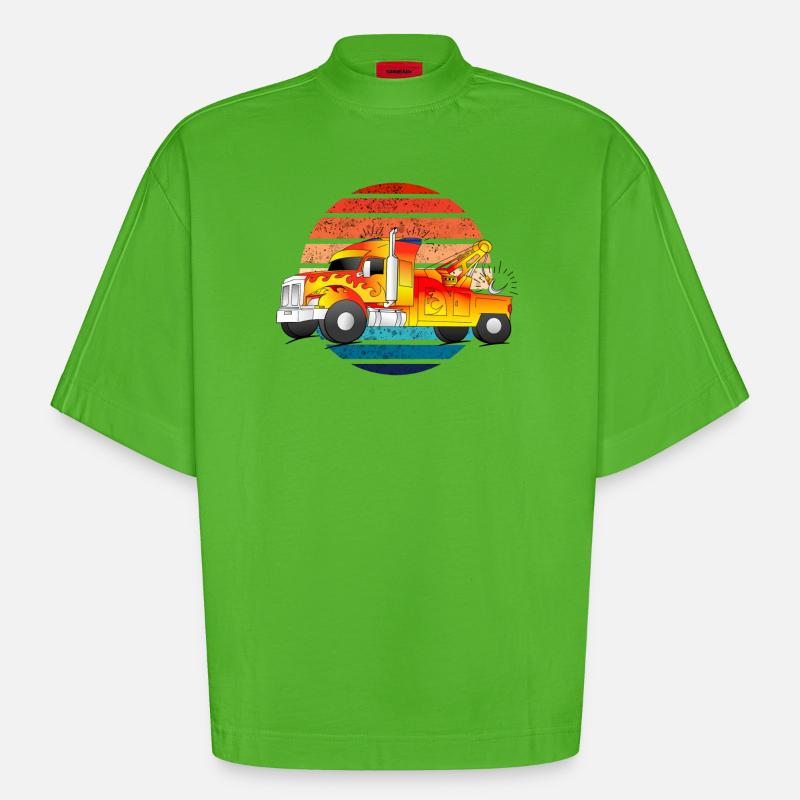 Abschleppwagen Abschleppdienst Abschlepper LKW - Heavyweight Oversized Organic Boxy T-Shirt Made in EU - Apple Neon