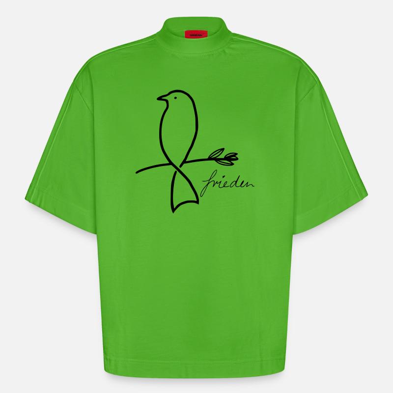 Peace - Heavyweight Oversized Organic Boxy T-Shirt Made in EU - Apple Neon