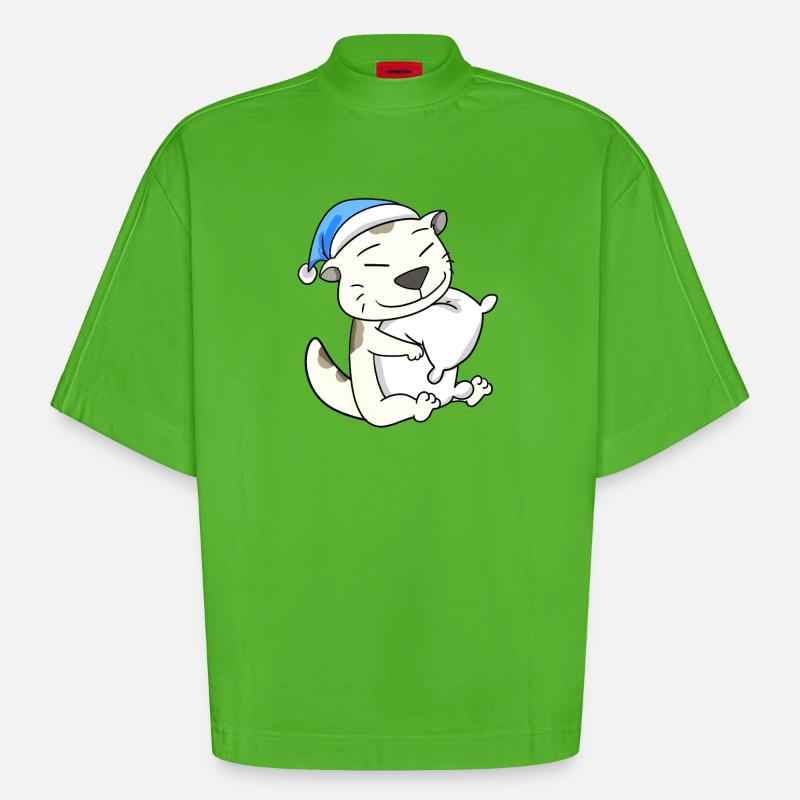 Katze Katzenrasse Devon Rex - Heavyweight Oversized Organic Boxy T-Shirt Made in EU - Apple Neon