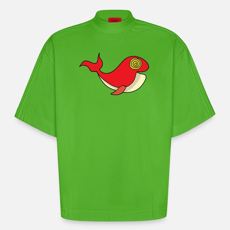 Wal mit hypnotisierendem Blick - Heavyweight Oversized Organic Boxy T-Shirt Made in EU - Apple Neon