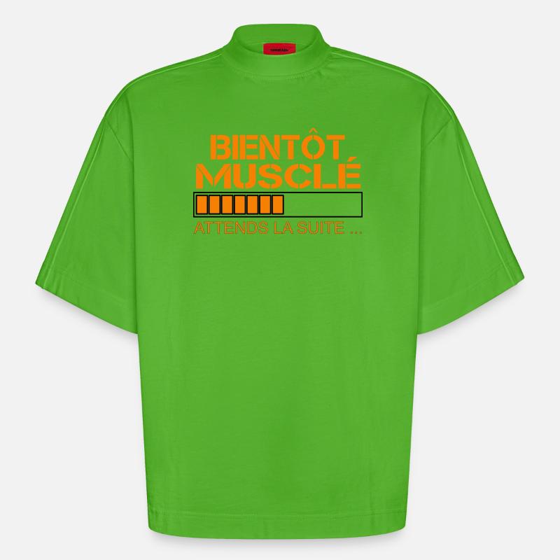Bientot musclé orange - T-shirt bio épais oversize Boxy fabriqué en UE - Apple Neon