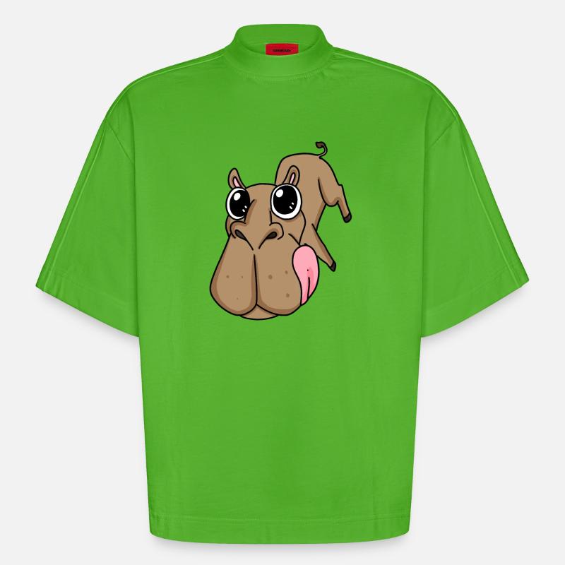 Kamel großes Gesicht - Kamel Kopf - Heavyweight Oversized Organic Boxy T-Shirt Made in EU - Apple Neon