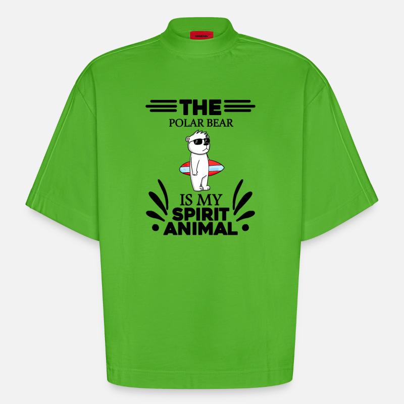 Polar Bear Polar Bear Bear - Heavyweight Oversized Organic Boxy T-Shirt Made in EU - Apple Neon