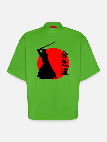 Aïkido - T-shirt bio épais oversize Boxy fabriqué en UE - Apple Neon