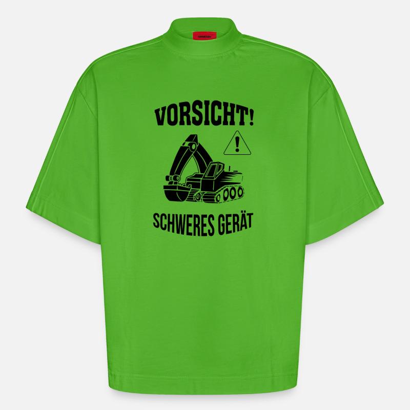 Bagger Baggerfahrer Baugeräteführer Schweres Gerät - Heavyweight Oversized Organic Boxy T-Shirt Made in EU - Apple Neon