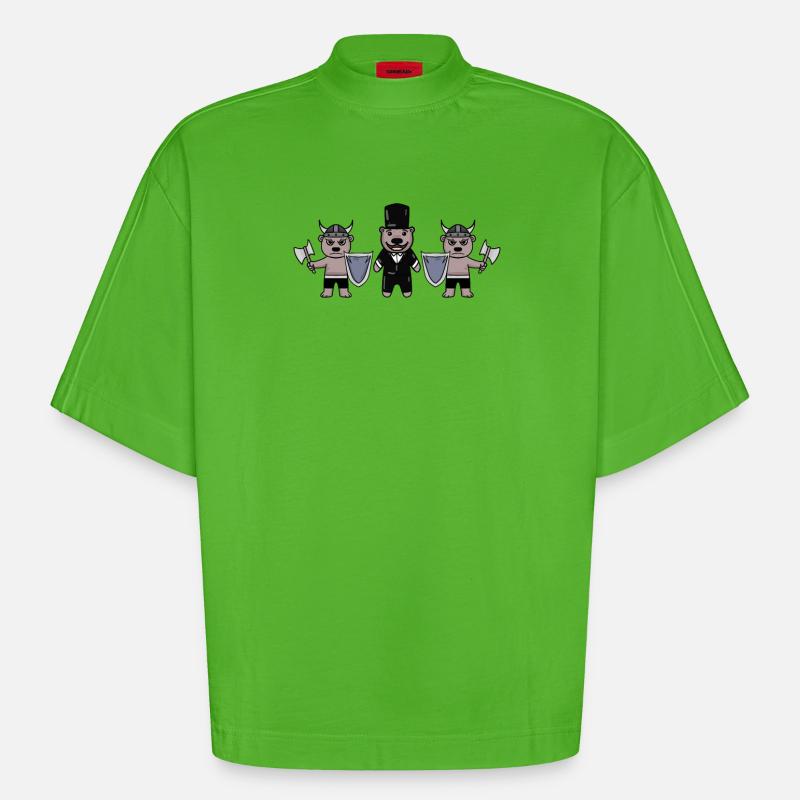 Bräutigam Security Wikinger - Heavyweight Oversized Organic Boxy T-Shirt Made in EU - Apple Neon