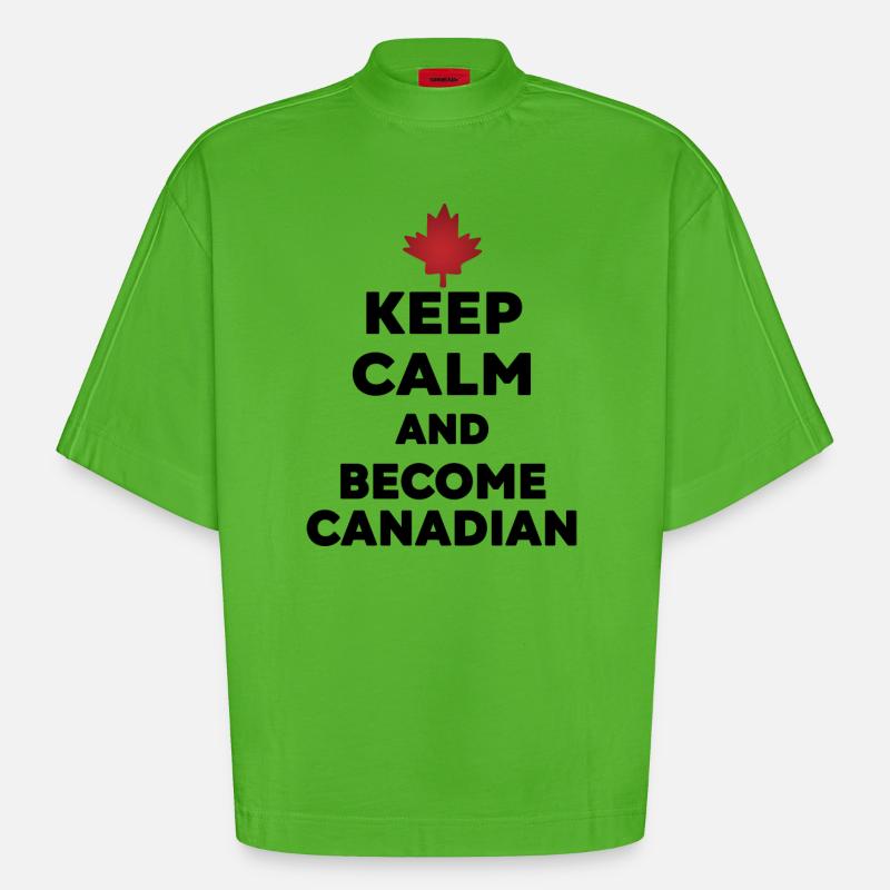 Keep Calm Werde Kanadier - Heavyweight Oversized Organic Boxy T-Shirt Made in EU - Apple Neon