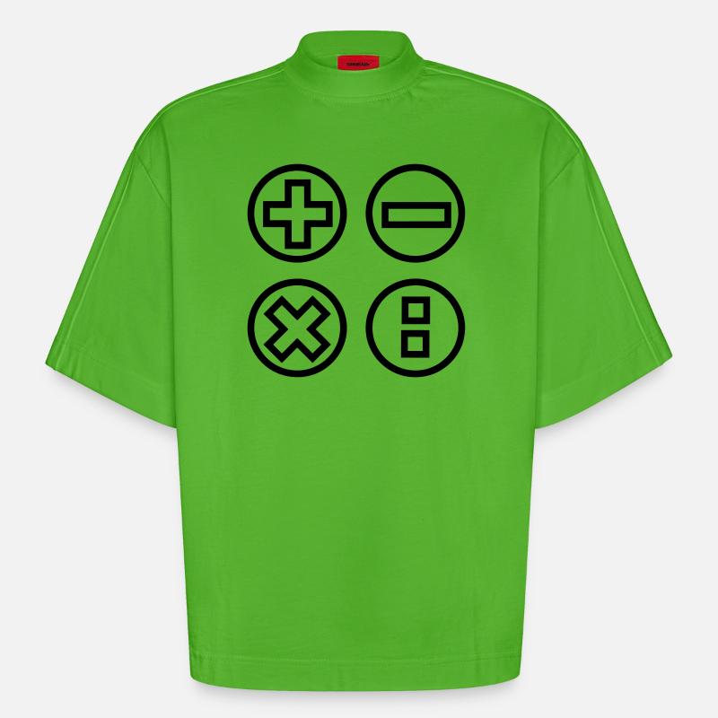 Logo mit vier Emblemen berechnen Schattenbild - Heavyweight Oversized Organic Boxy T-Shirt Made in EU - Apple Neon