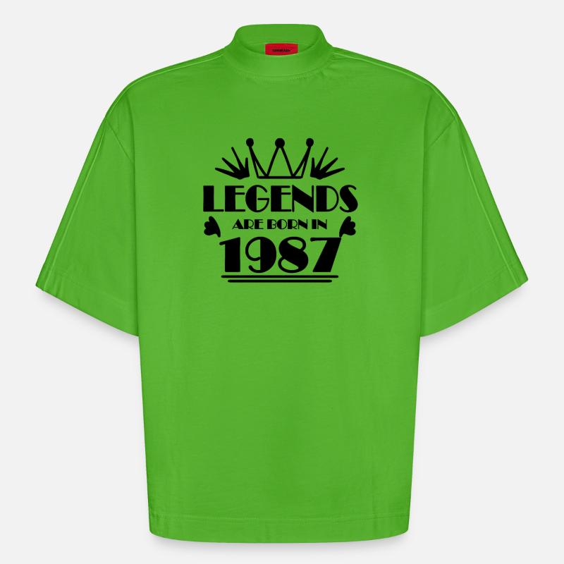 1987 - Born 1987 - Heavyweight Oversized Organic Boxy T-Shirt Made in EU - Apple Neon
