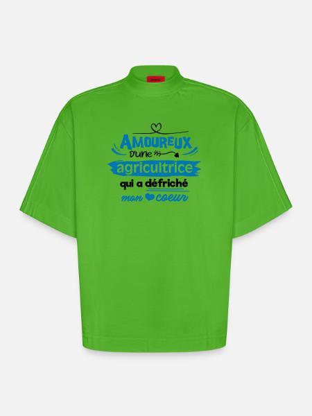 Amoureux d'une agricultrice - T-shirt bio épais oversize Boxy fabriqué en UE - Apple Neon