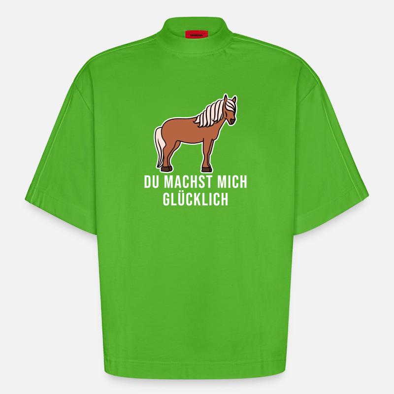 Pferde Cool Statement Pferdenarr Isländer - Heavyweight Oversized Organic Boxy T-Shirt Made in EU - Apple Neon