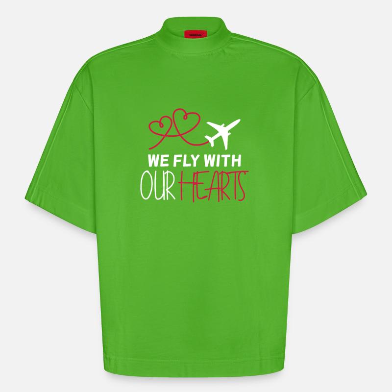 Flugzeug Pilot Spruch Geschenk - Heavyweight Oversized Organic Boxy T-Shirt Made in EU - Apple Neon