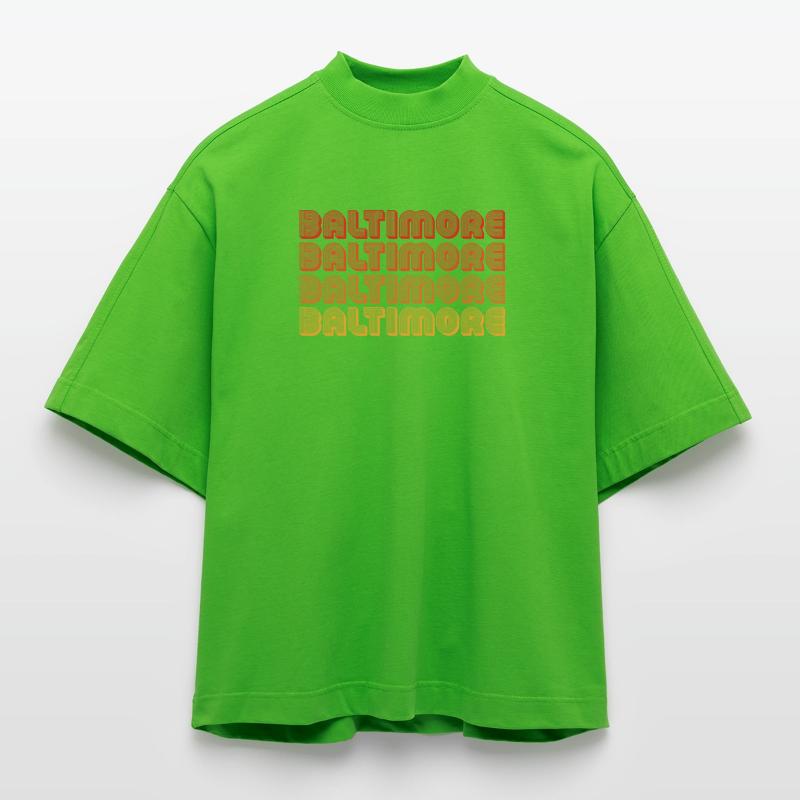 Baltimore Neon Gradient Repeats Heavyweight Oversized Organic Boxy T-Shirt Made in EU