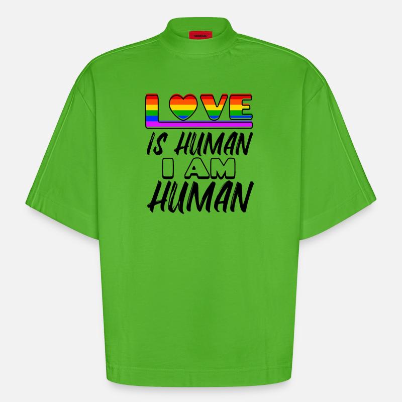 Liebe Regenbogen Menschenrechte Statement Lesben - Heavyweight Oversized Organic Boxy T-Shirt Made in EU - Apple Neon
