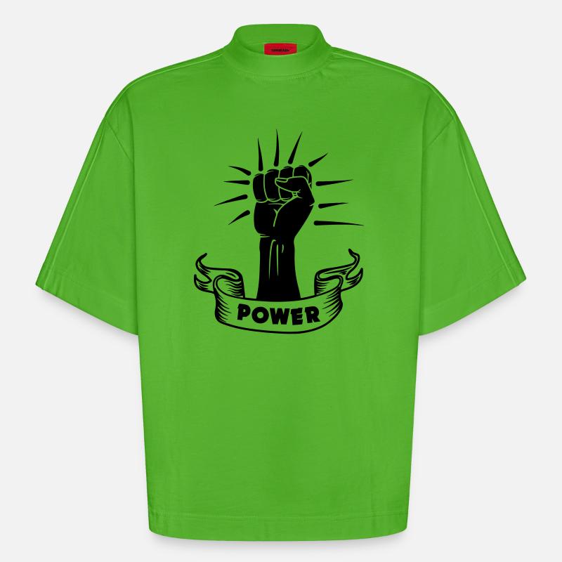 Power schwarze Faust - Heavyweight Oversized Organic Boxy T-Shirt Made in EU - Apple Neon
