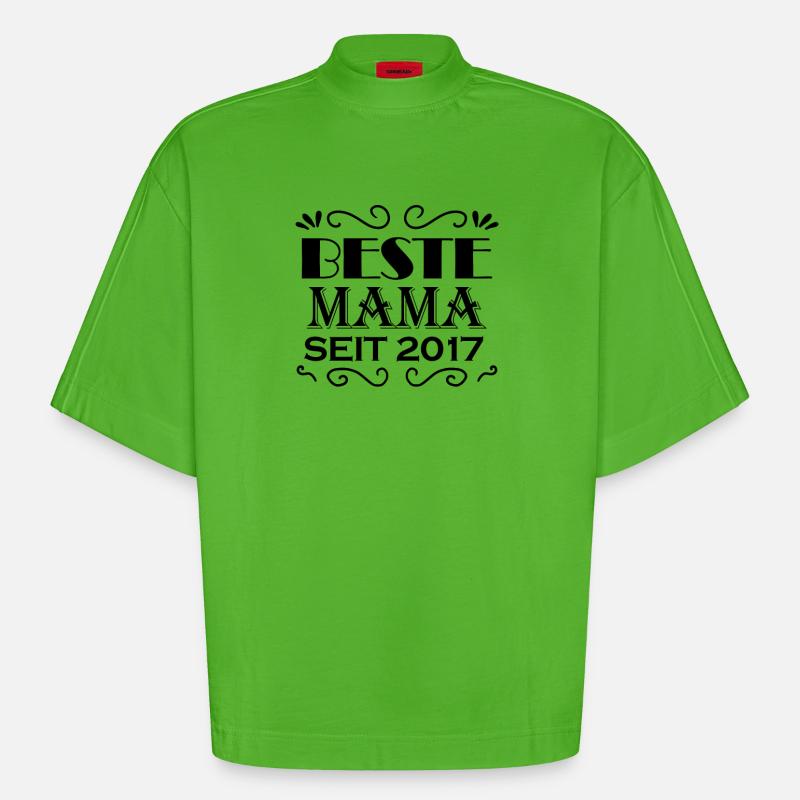 Beste Mama seit 2017 - Heavyweight Oversized Organic Boxy T-Shirt Made in EU - Apple Neon
