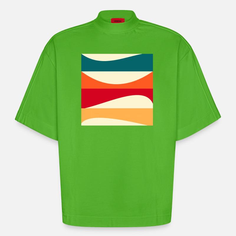 Constructivism - MODERN ART - BACKGROUND - Heavyweight Oversized Organic Boxy T-Shirt Made in EU - Apple Neon
