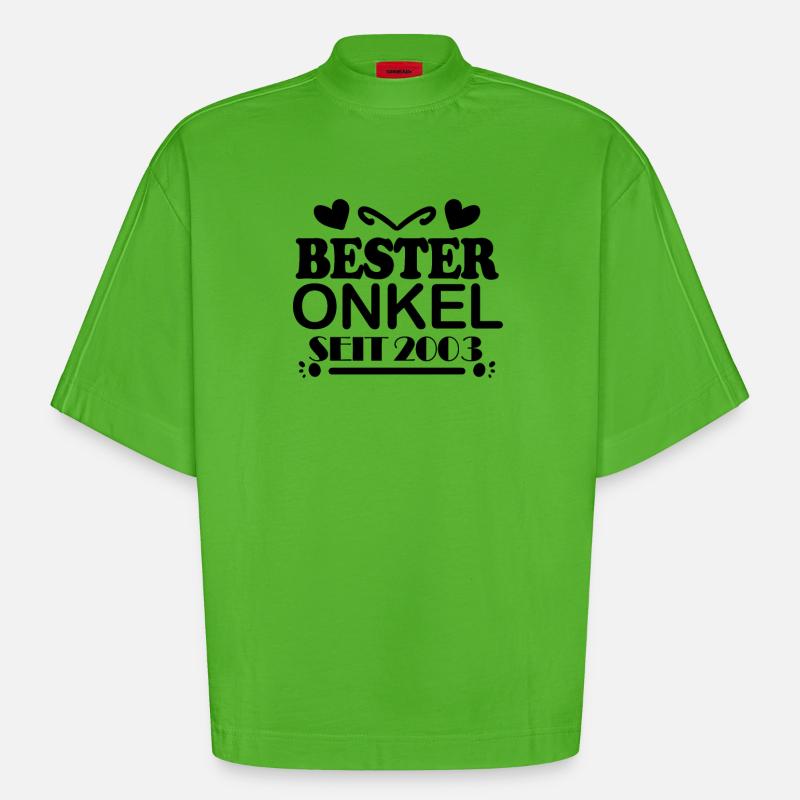 Bester Onkel seit 2003 - Heavyweight Oversized Organic Boxy T-Shirt Made in EU - Apple Neon