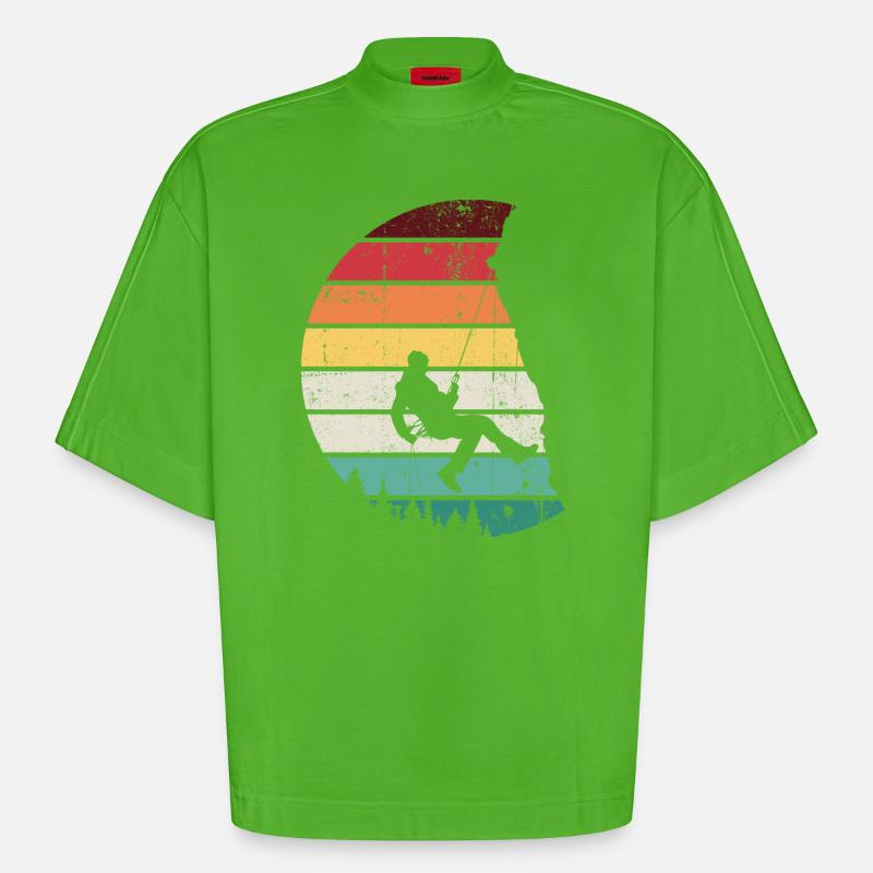 Rainbow Horizon Swing Silhouette - Heavyweight Oversized Organic Boxy T-Shirt Made in EU - Apple Neon